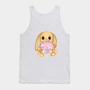 Spring bunny, Easter bunny, bunny rabbit flowers peony roses Tank Top